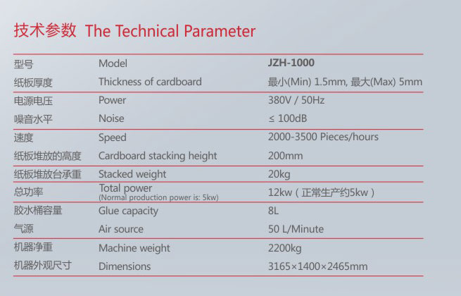 紙盒成型機(jī)參數(shù)